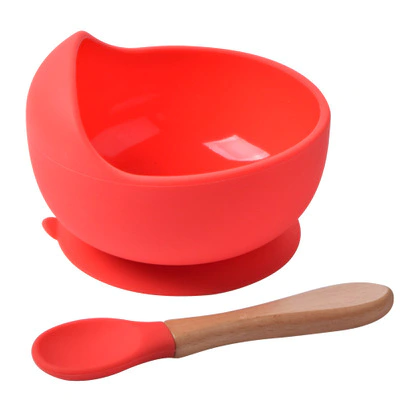 Silicone Bowl Mold for Baby Feeding Tableware Sucker Feeding Bowl with Spoon