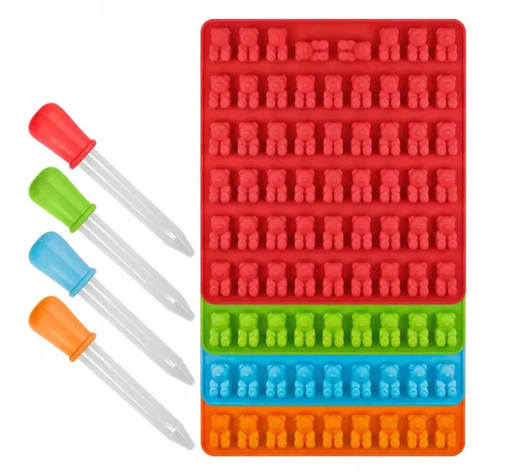 Gummy Bear Candy Molds Silicone - With 4 Dropper for DIY Candy