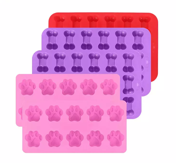 Puppy Paw & Bone Non-stick Baking Molds Ice Cube Trays for Making Gumdrop Jelly