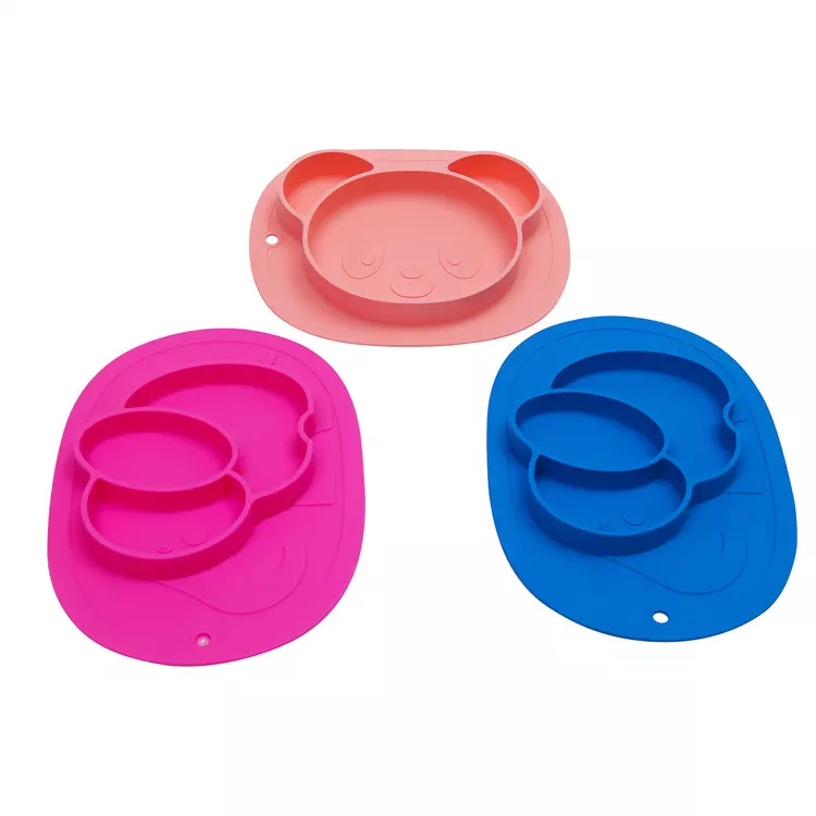 Portable Animal Shape Non Slip Suction Feeding Divided Plates for Children Babies and Kids