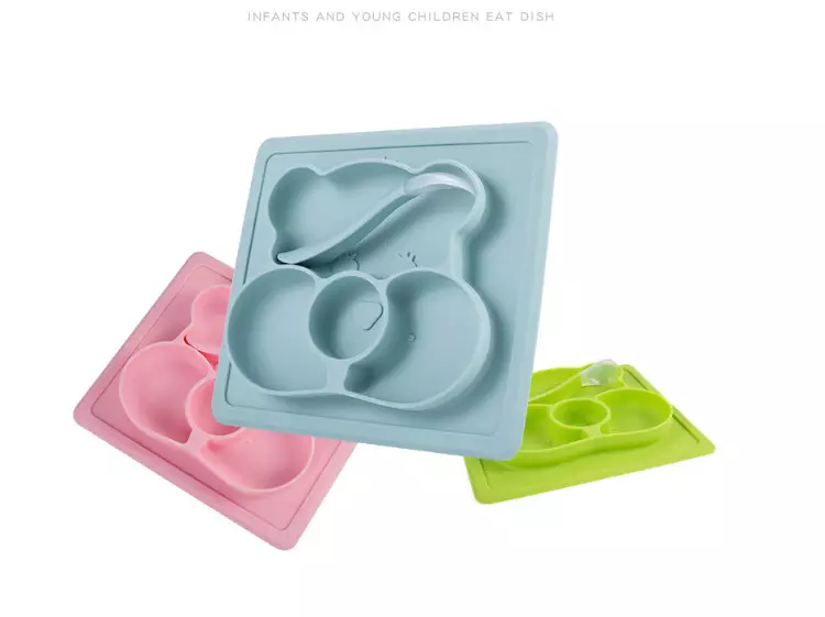 Silicone children's plate infant complementary food plate lattice integrated suction cup