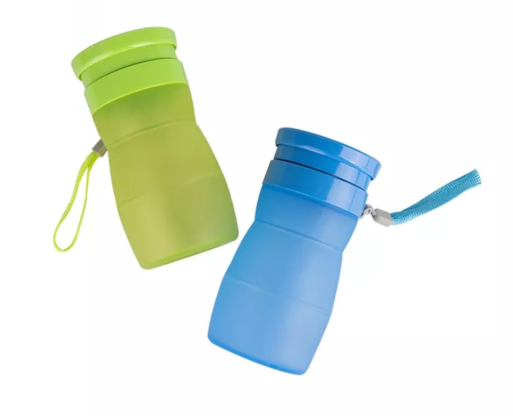 Portable Silicone Collapsible Travel Folding Camping Cup with Lids